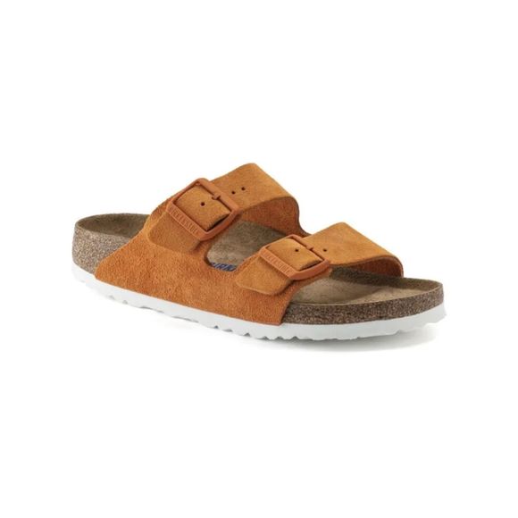 New Birkenstock Arizona SFB Almond Suede Leather Regular Eu39 Orange - Picture 3 of 10